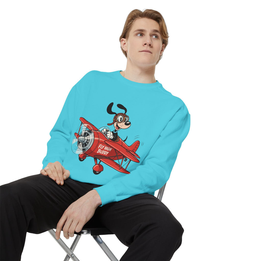 Fly High Buddy Sweatshirt — Cute Dog Pilot Sweatshirt