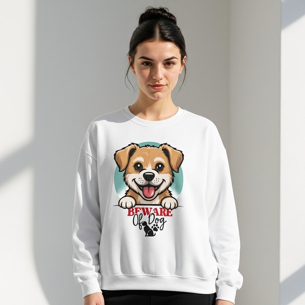 Beware of Dog Cute Puppy Crewneck Sweatshirt