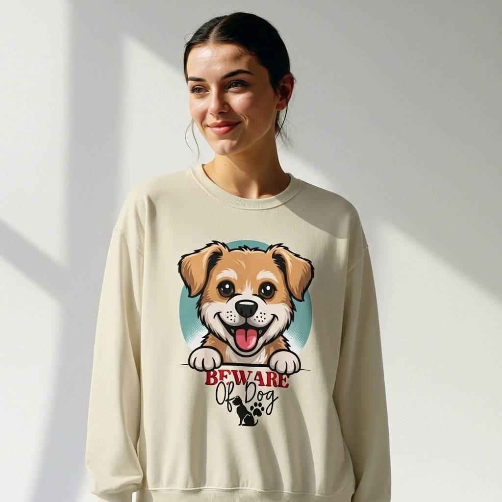 Beware of Dog Cute Puppy Crewneck Sweatshirt