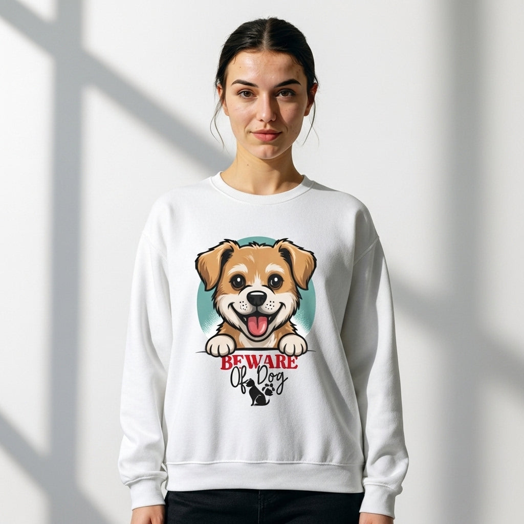 Beware of Dog Cute Puppy Crewneck Sweatshirt