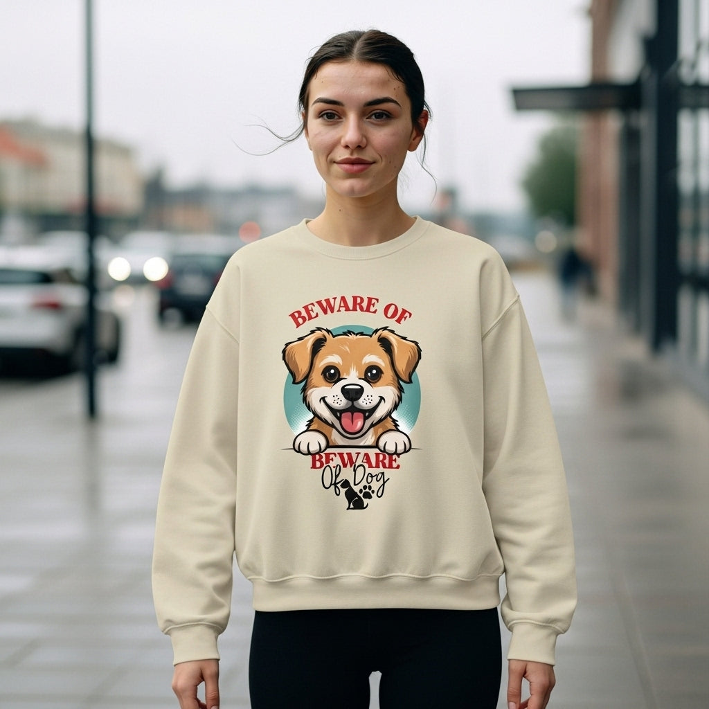 Beware of Dog Cute Puppy Crewneck Sweatshirt