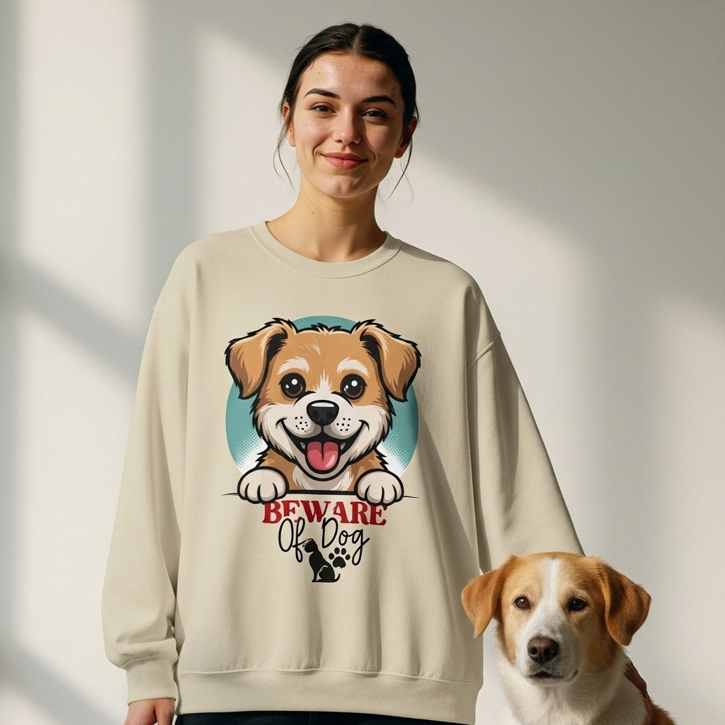 Beware of Dog Cute Puppy Crewneck Sweatshirt