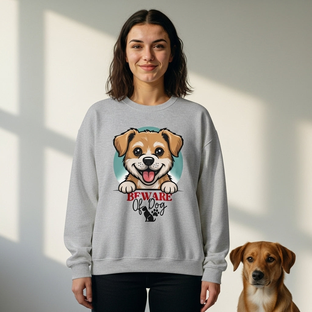 Beware of Dog Cute Puppy Crewneck Sweatshirt