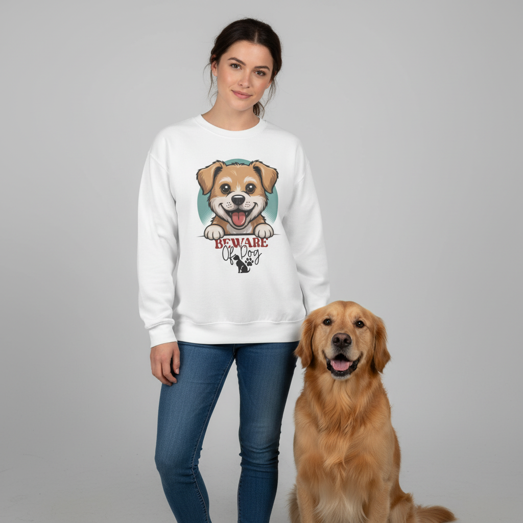 Beware of Dog Cute Puppy Crewneck Sweatshirt
