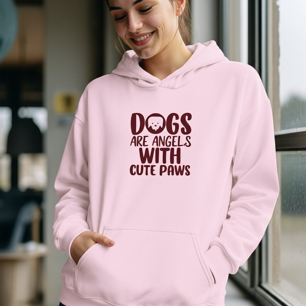 Dog Lover Hoodie — "Dogs Are Angels With Cute Paws" Graphic Sweatshirt