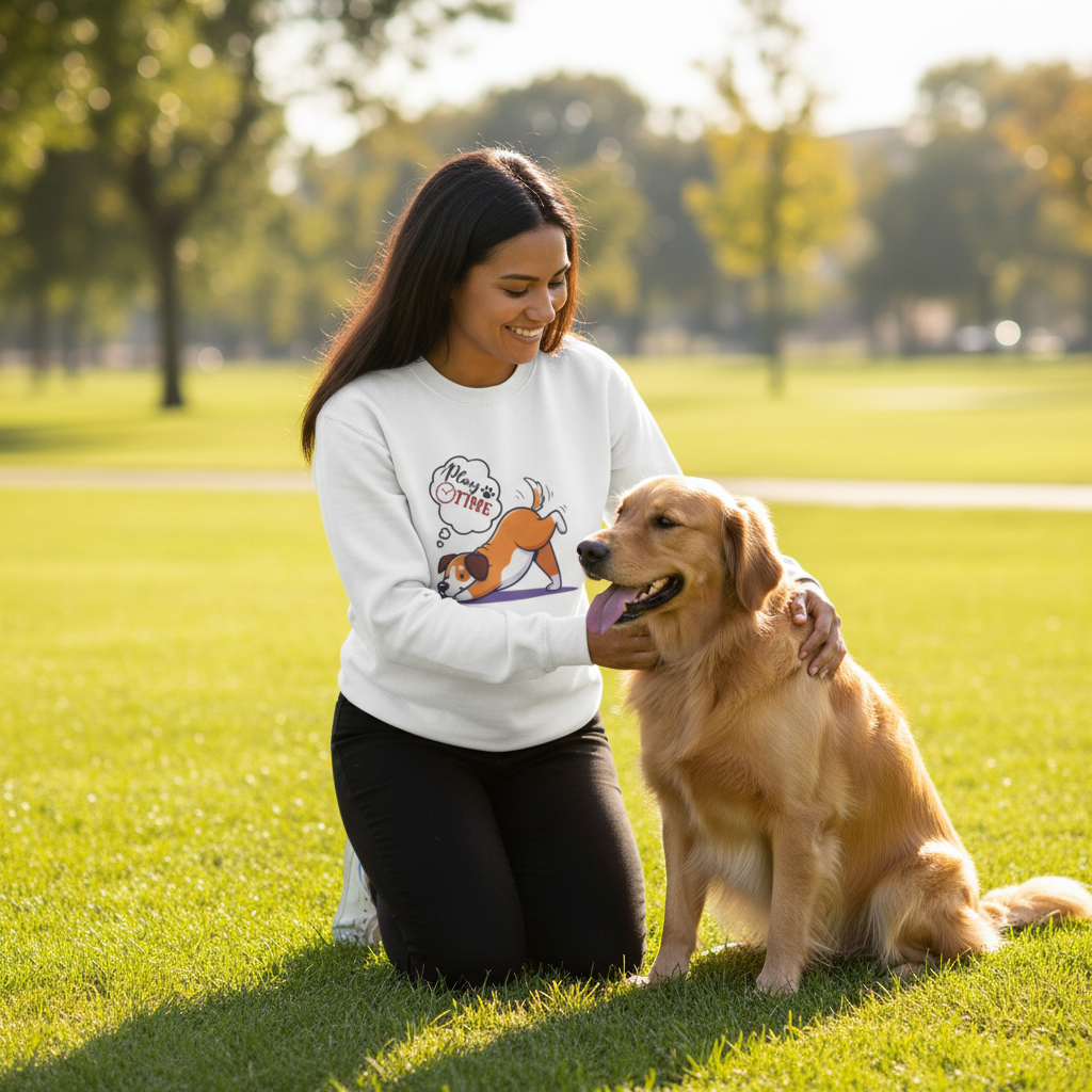 Crewneck Sweatshirt — Play Time Cartoon Dog Graphic
