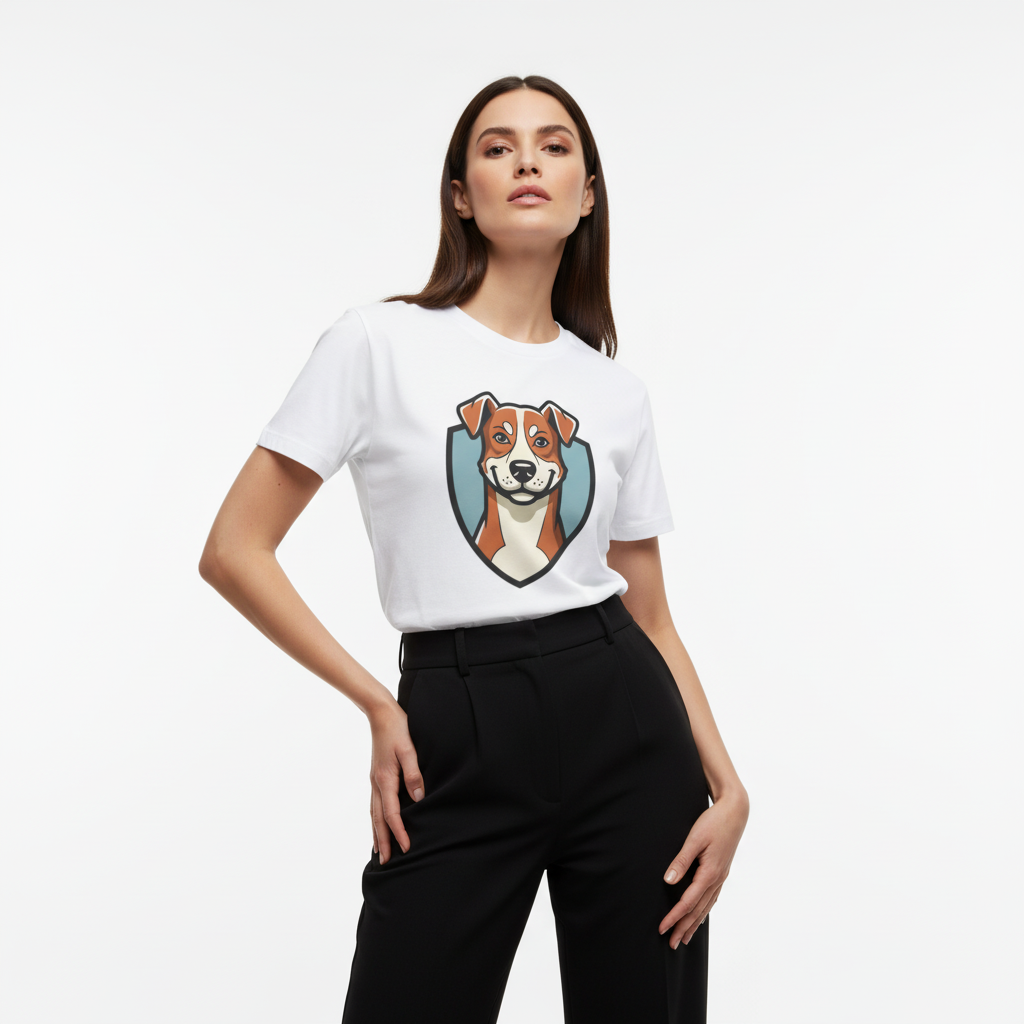 Dog Shield T-Shirt — Friendly Brown Terrier Graphic Tee