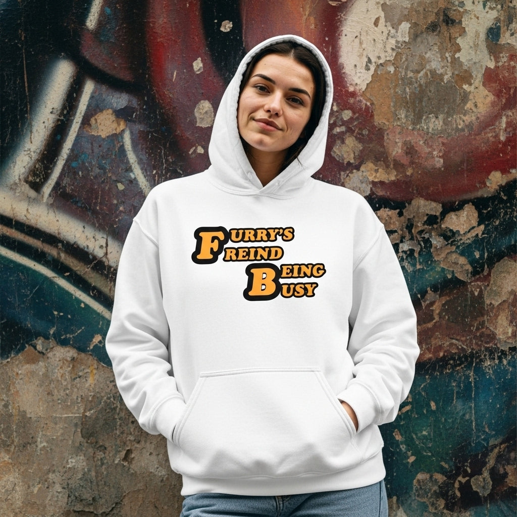 'Furry's Friend Being Busy' Hoodie – Cute Retro Pet Lover Sweatshirt