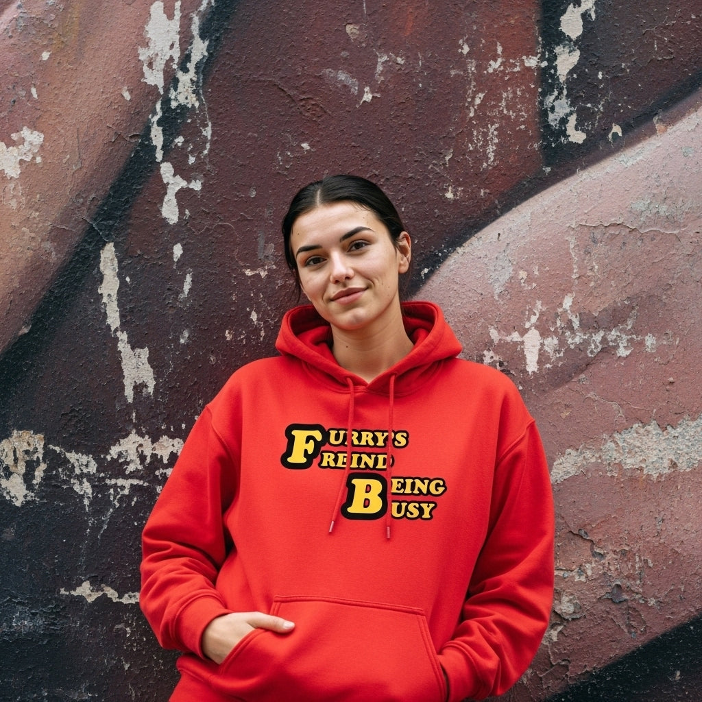 'Furry's Friend Being Busy' Hoodie – Cute Retro Pet Lover Sweatshirt