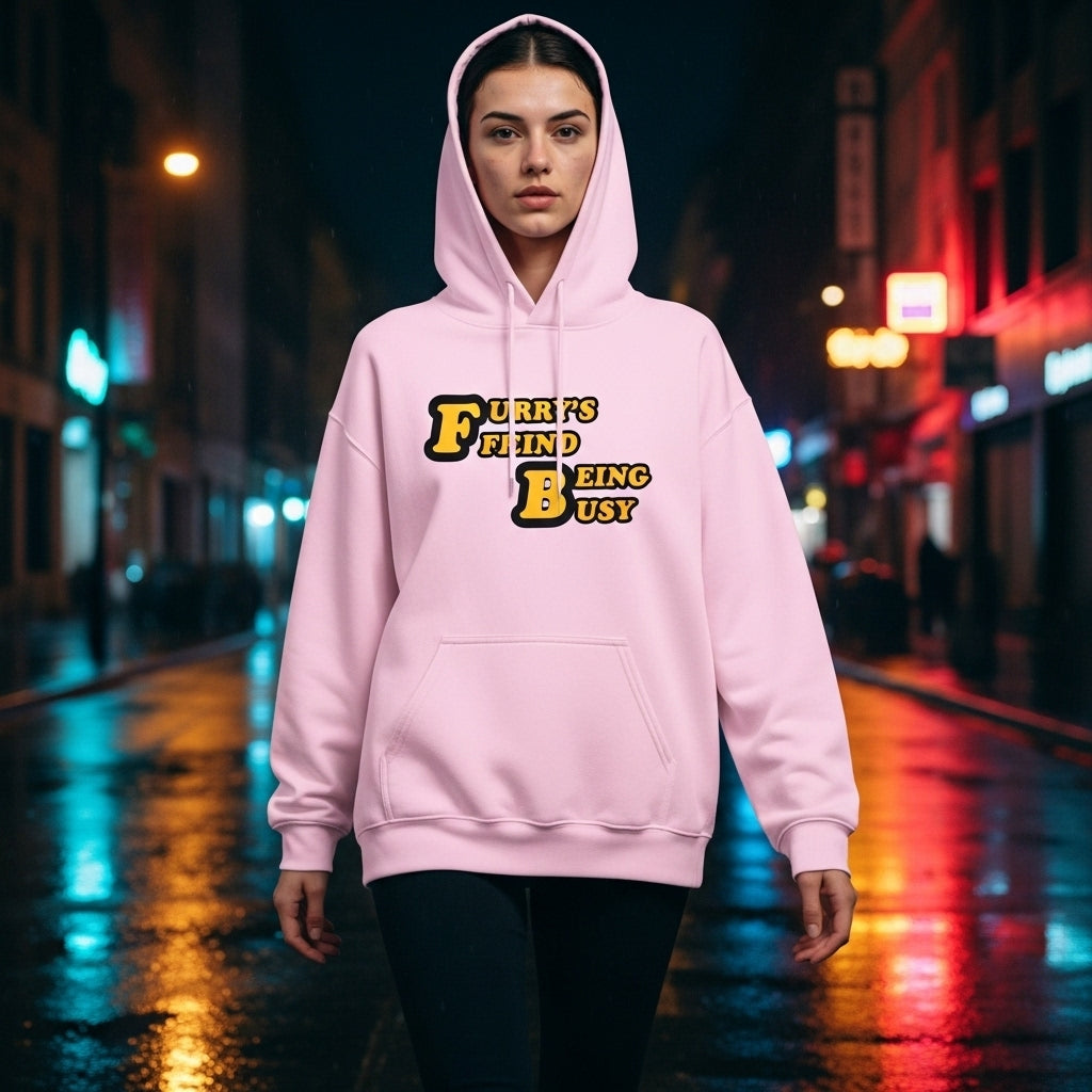 'Furry's Friend Being Busy' Hoodie – Cute Retro Pet Lover Sweatshirt