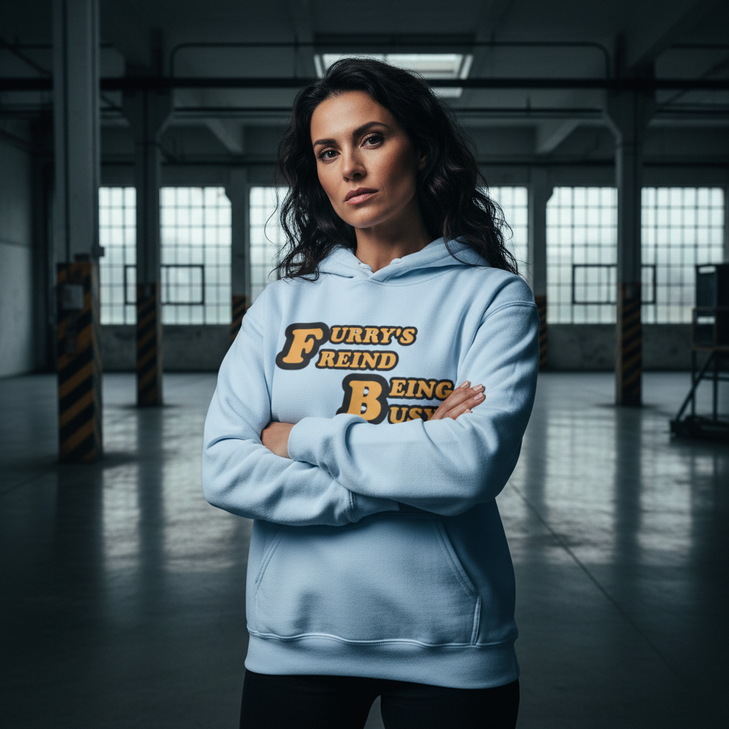 'Furry's Friend Being Busy' Hoodie – Cute Retro Pet Lover Sweatshirt