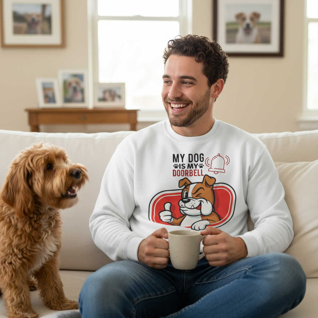 Dog Lover Sweatshirt - "My Dog is My Doorbell" Cozy Pullover