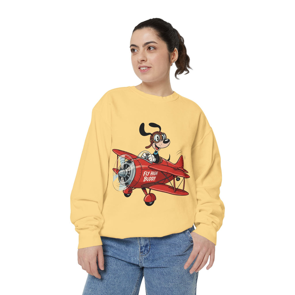 Fly High Buddy Sweatshirt — Cute Dog Pilot Sweatshirt