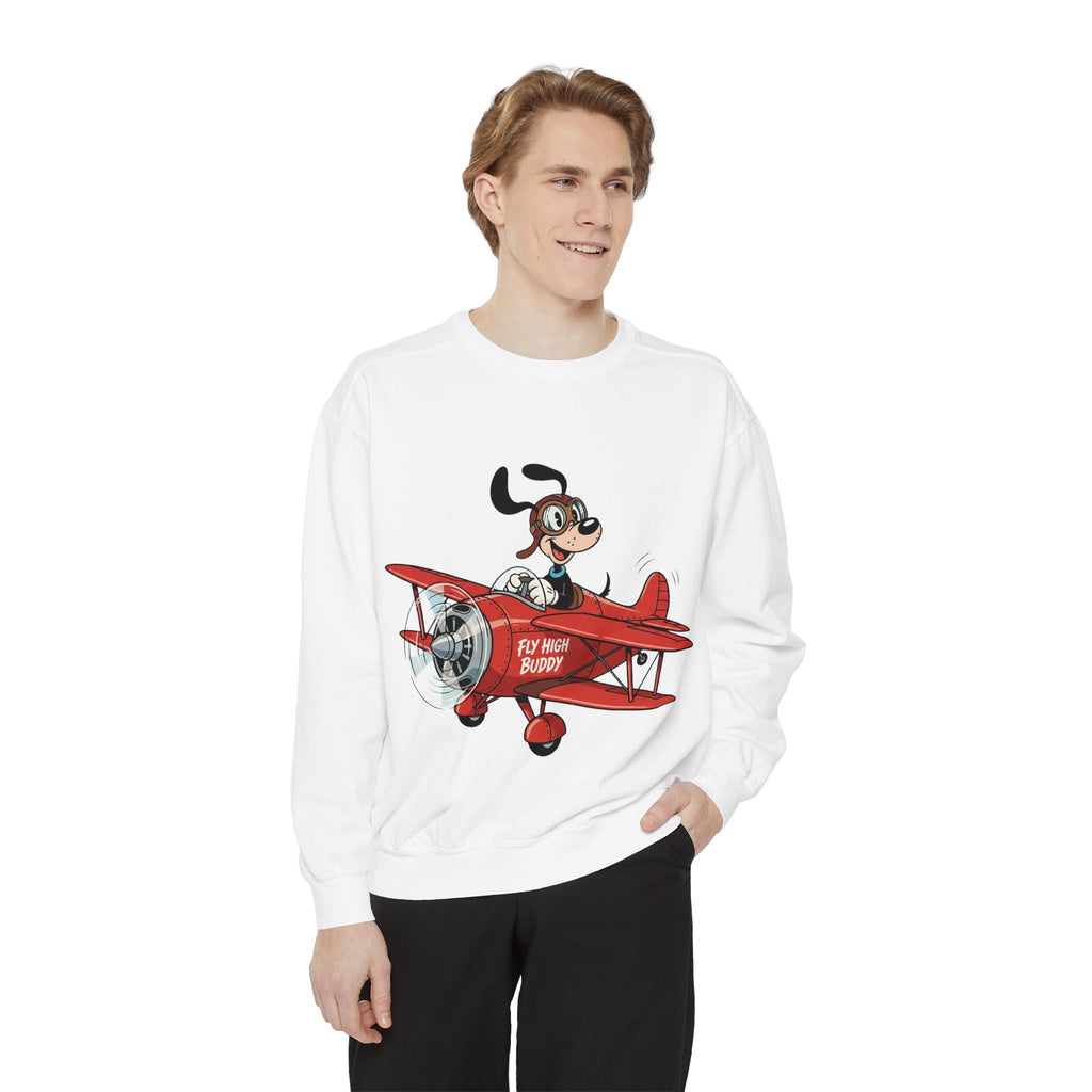 Fly High Buddy Sweatshirt — Cute Dog Pilot Sweatshirt